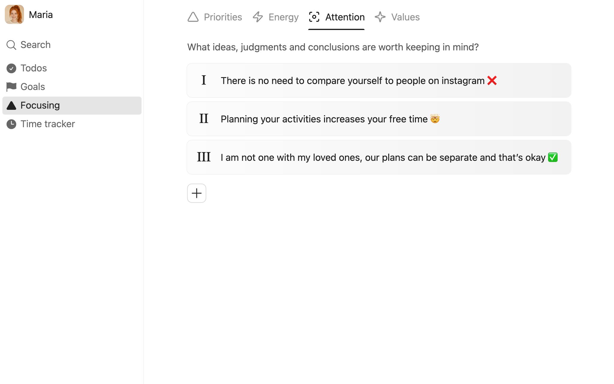 Screenshot of ForgeSelf: Focusing – attention
