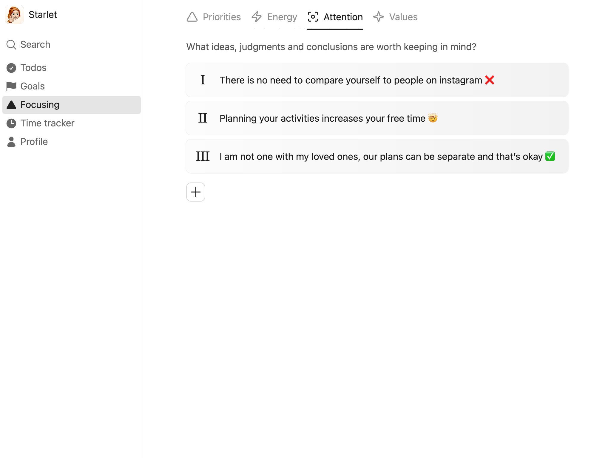 Screenshot of ForgeSelf: Focusing – attention