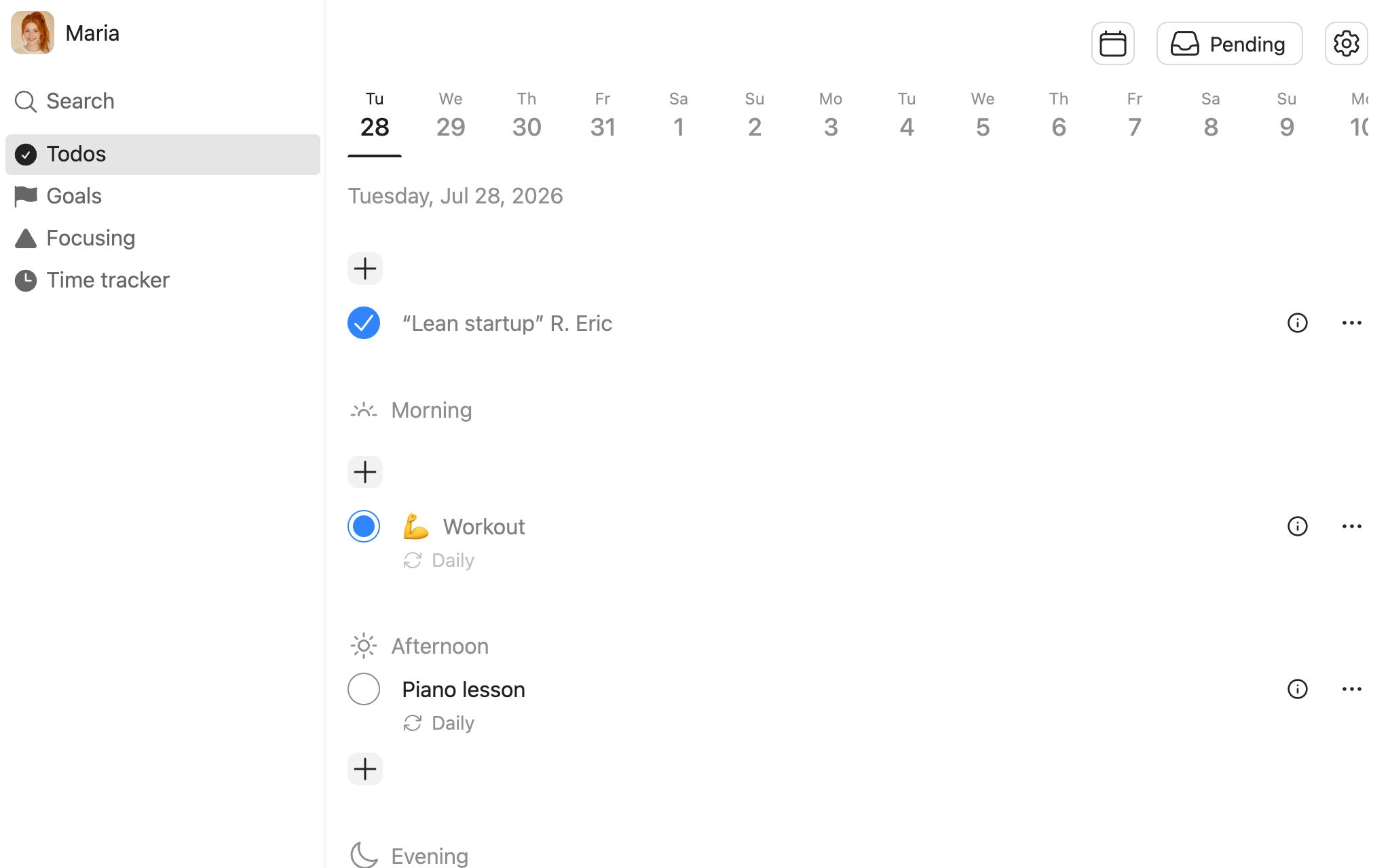 Screenshot of ForgeSelf: Daily planner
